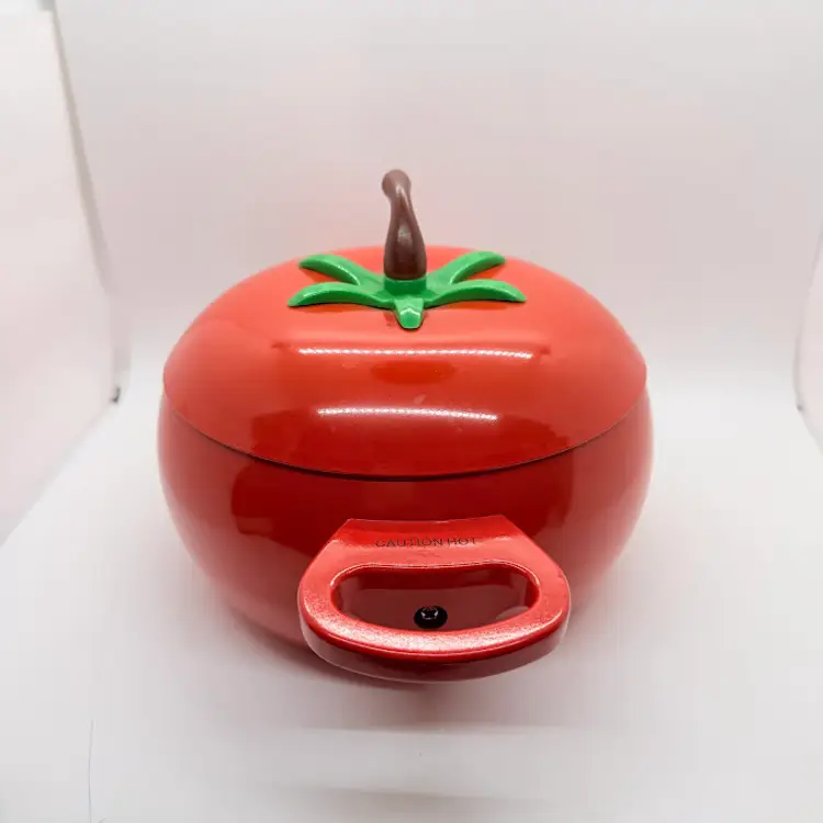 Avon Red Tomato Shaped Non Stick Enamel Cooking Pot Pan Vegetable Cookware
