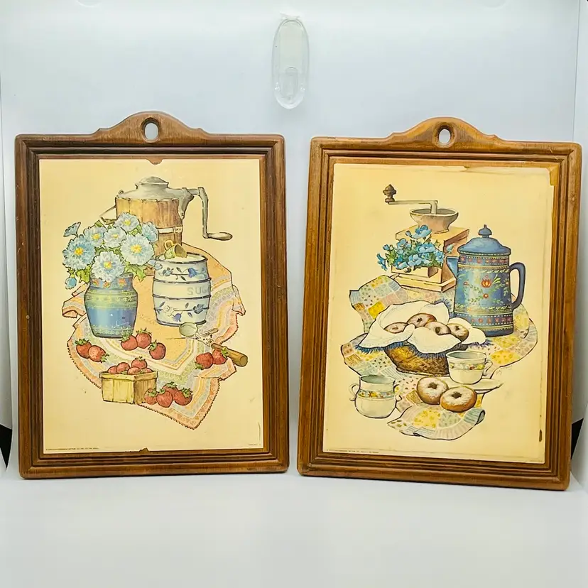 Scafa Tornabene Wood Mounted Litho Kitchen Plaques Liz Torey Strawberry Flowers