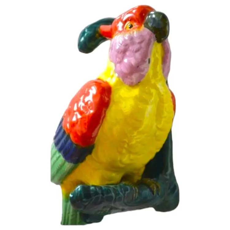 Vintage Maruhon Ware Ceramic Pottery Parrot Hanging Planter Japan Colorful Bird