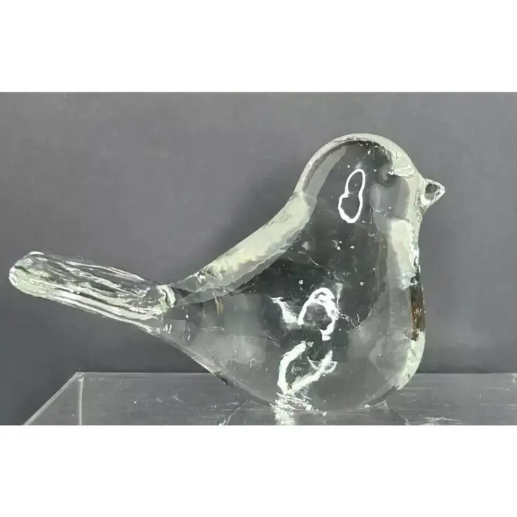 Vintage Handblown Clear Art Glass Bird Figurine Paperweight