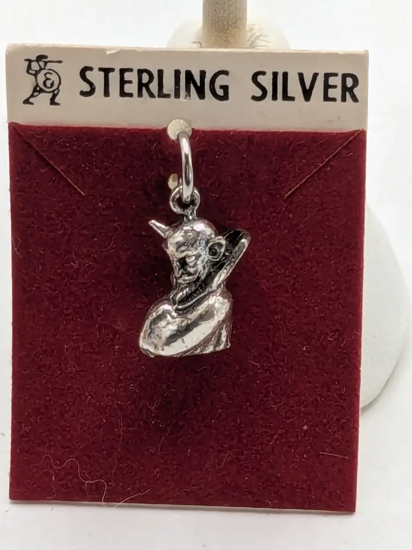 Vintage Elco Sterling Silver Devil Charm NOS