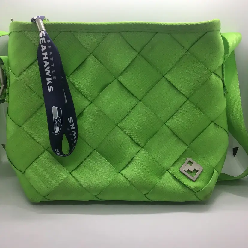 Maggie Bags Bright Lime Green Seattle Seahawks Recycled Seat belt bag purse