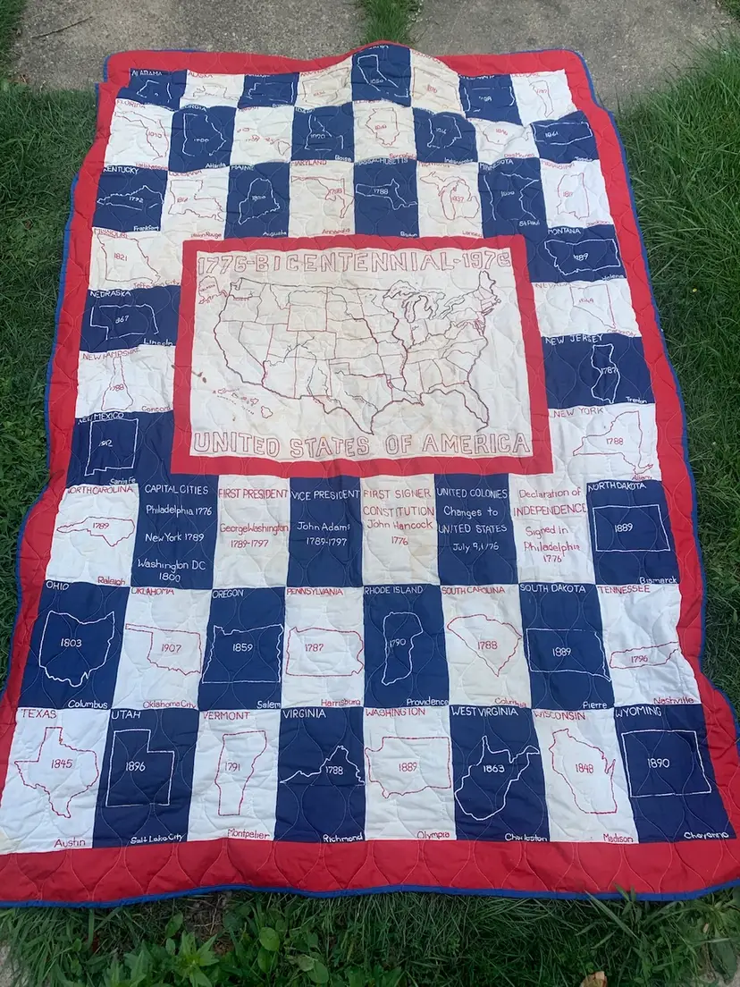 005 1976 Bicentennial Twin Bedspread Needs New Backing
