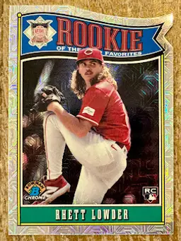 2025 Bowman Rhett Lowder Rookie Card RC Mega Box Mojo Refractor Parallel Rookie of the Year Favorites Insert Cincinnati Reds