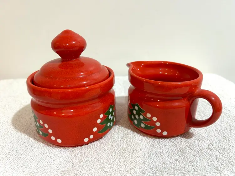 Waechtersbach Christmas Tree Sugar & Creamer Germany