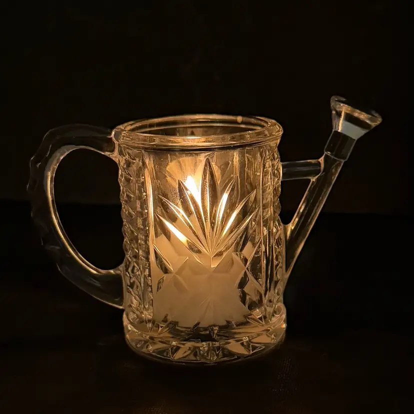 Vintage Gorham Lead Crystal Watering Can Decor Small Flower Vase•Tea Light• Or Toothpick Holder Discontinued With Label
3” T x 4.75” L x 2.25” W
