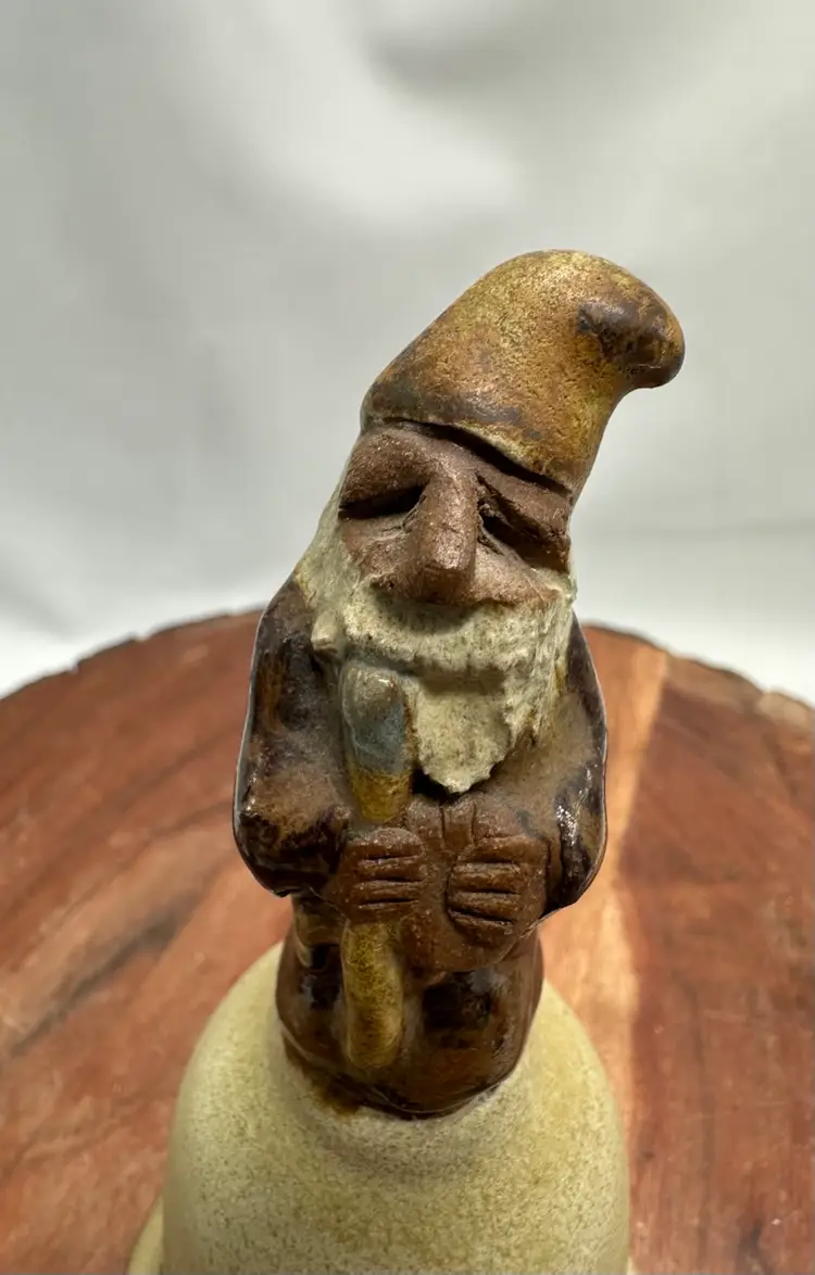 Vintage Wizard Gnome Fantasy Art Pottery Bell Handmade Signed