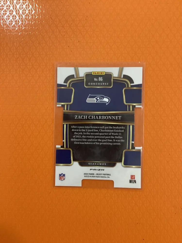 2023 Select - Concourse Black & Yellow Prizm Die-Cut #86 Zach Charbonnet (RC)