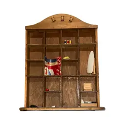 Vintage Trinket Mini Miniature Display Shelf Cubby Wood Shelf As Is W Contents Shown In Picture