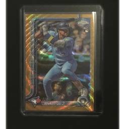 2025 Topps Chrome RC Leo Jiménez Gold Wave/Gold Sapphire 2 Card Lot #d 23/50 (GW) And 49/50(GS) BlueJays