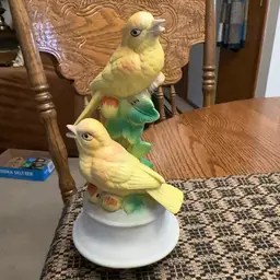 Vintage Birds Rotating Music Box Hand Painted Figurine.