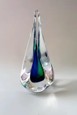 Polish Vintage Art Glass tear drop paperweight