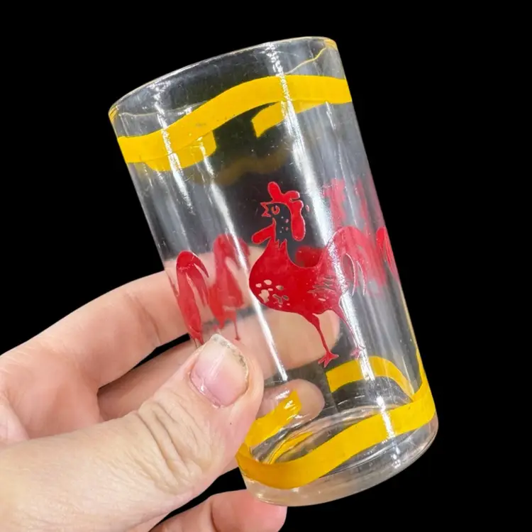 Small Glass Red Rooster Juice Cup