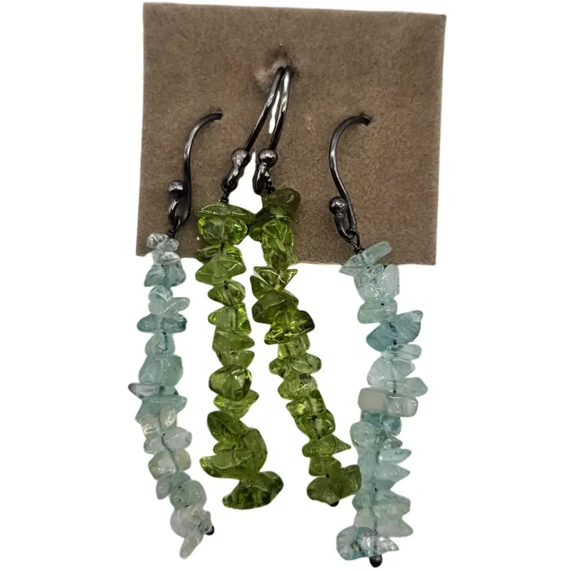 2 Pair crystal chip drop pierced earrings