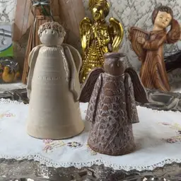 Two Clay Angel Bells 1996 And Seven