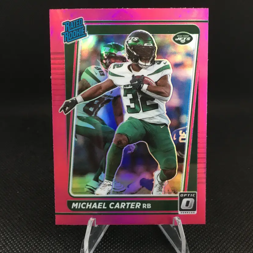 Michael Carter 2021 Donruss Optic Pink Rated Rookie (RC) #273 - New York Jets