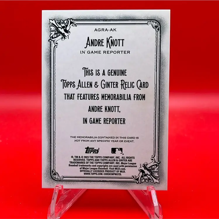 Andre Knott 2023 Topps Allen & Ginter Full Size Relic - In Game Reporter