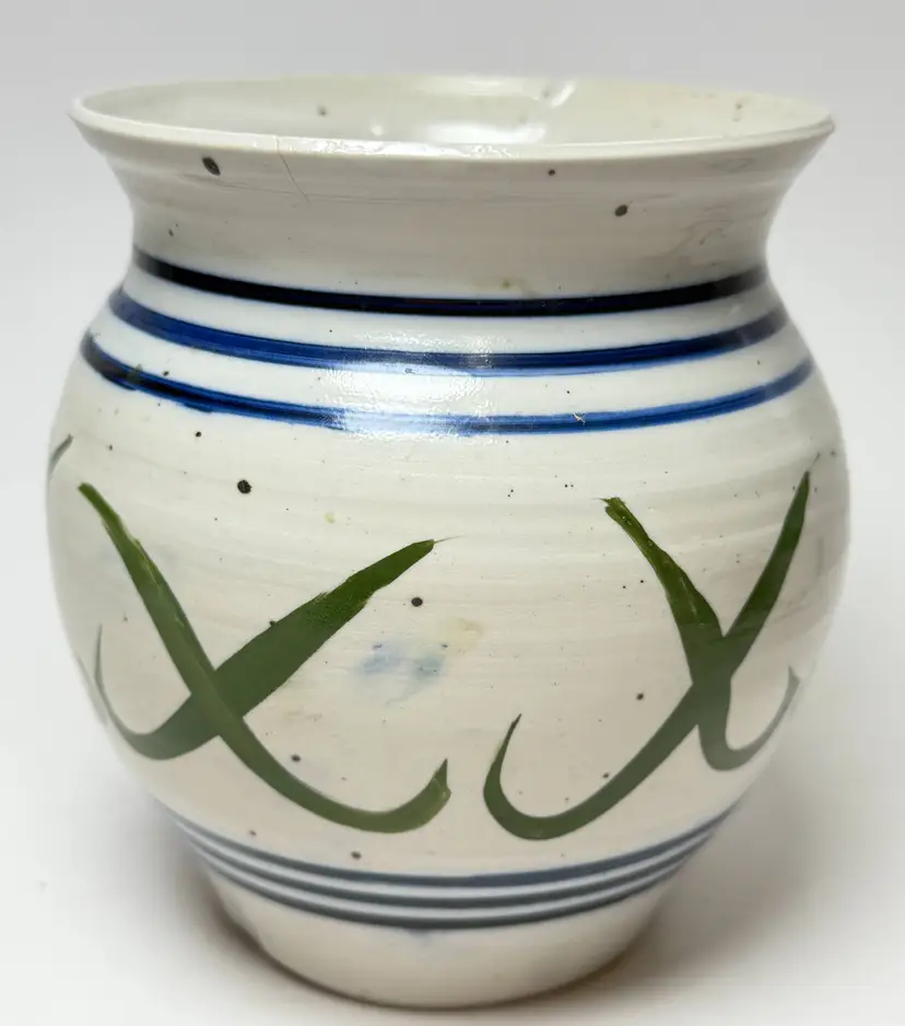 Vintage Jamestown Pottery Salt Glazed Vase Jar 17 Century Colonial Reproduction