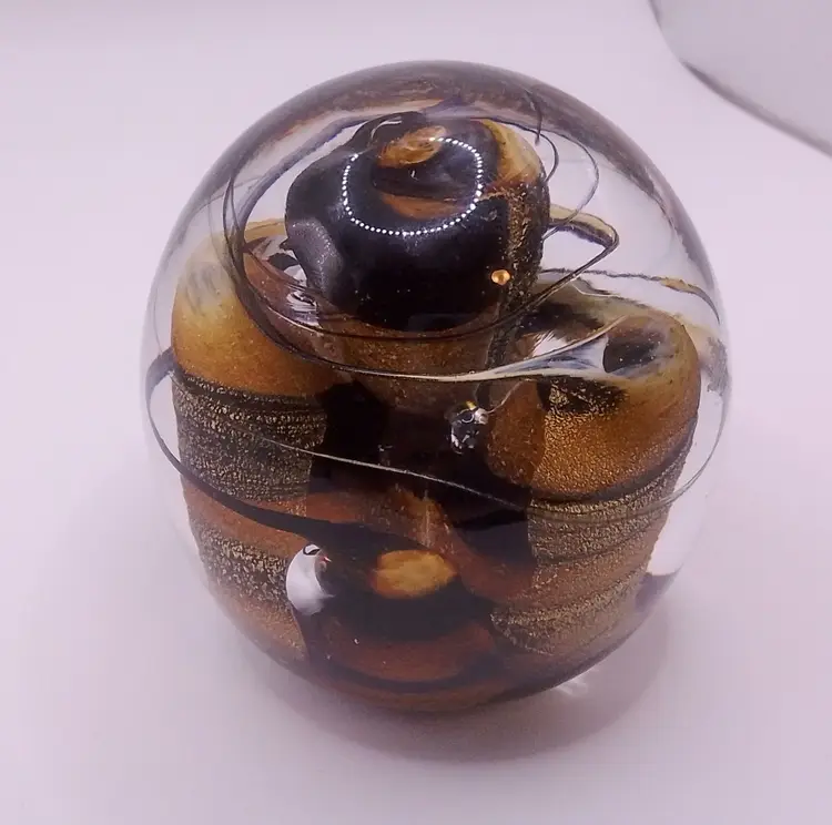 Beautiful Signed Paperweight Earthtone Cones Signed Jollet Paperweight 3"