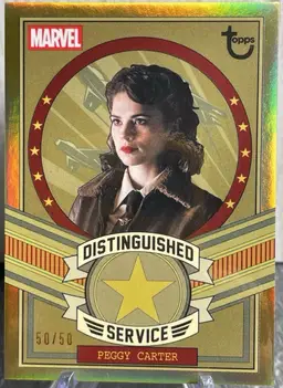 2026 Topps Marvel Brooklyn Distinguished Service Peggy Carter Gold #/50 BOOKEND
