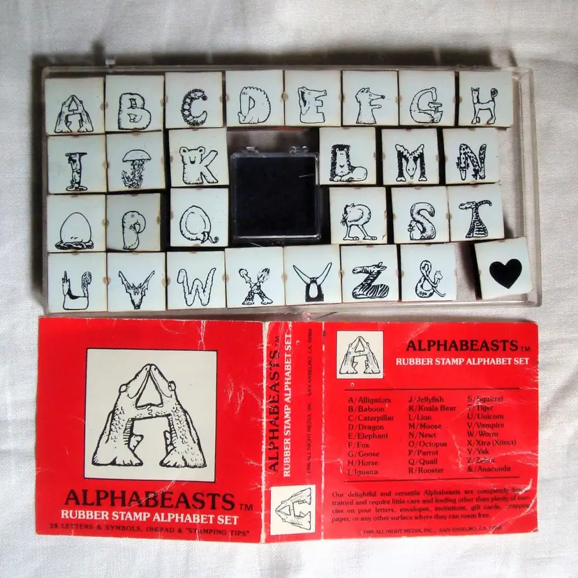 ALPHABEASTS Rubber Stamp Set Complete 1986