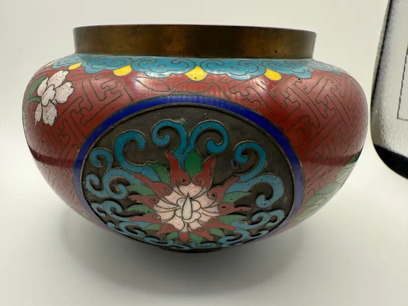 Cloisonne Brass Enamel Planter Bowl Cloisonné