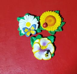 Set Lot Of 3 Tropical Flower Magnets - Hibiscus, Sunflower, Daisy… ~ FREE SHIPPING