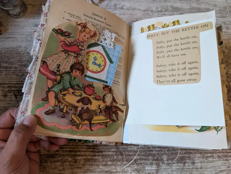 Handmade Junk Journal Reader's Digest Mother Goose Green Vintage