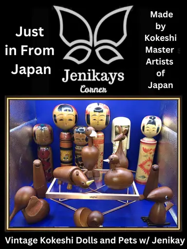 Vintage Kokeshi Dolls And Animals With Jenikay