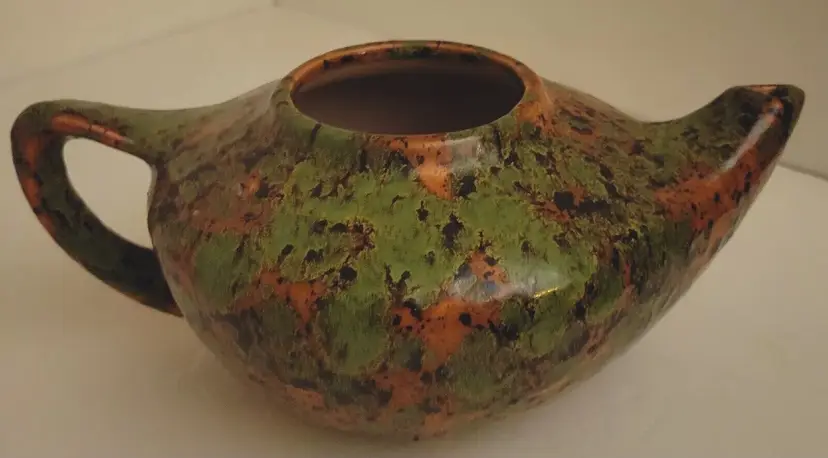 Orange Green Black Modernist Teapot  J