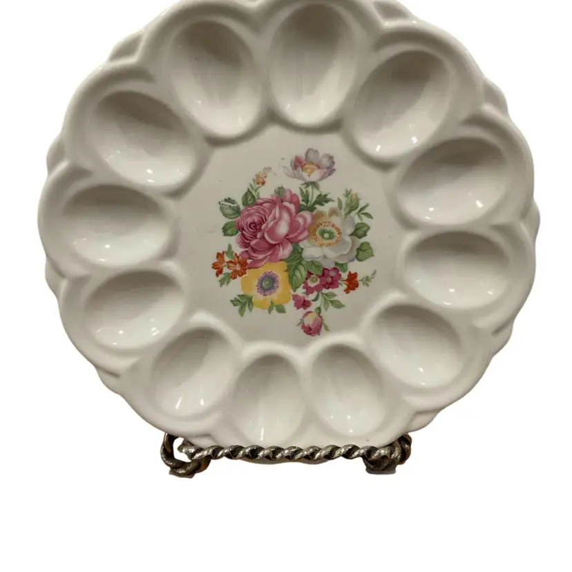 Ceramic Floral Deviled Egg Plate
