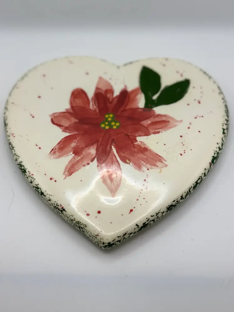 Spongeware Finish Hot Plate/Trivet Hand Painted Poinsettia