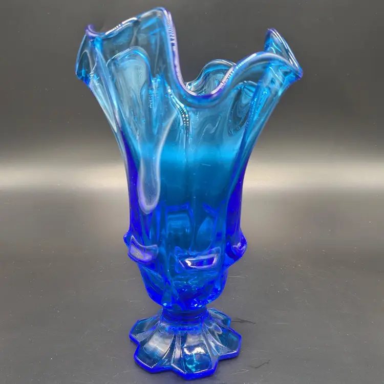 Vintage Fenton Valencia Cobalt Blue Handkerchief Vase
