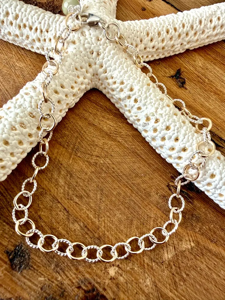 Beautiful Combination Sterling Silver And Goldfill Link Bracelet