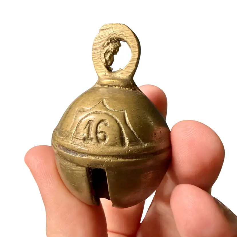 Antique Brass Sleigh Bell #16 Horse Harness Crotal Bell Original Clapper