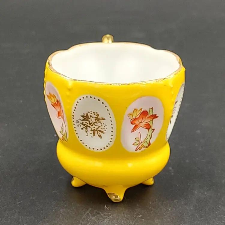 Vtg K Omashi China Yellow Demitasse Teacup and Saucer Set