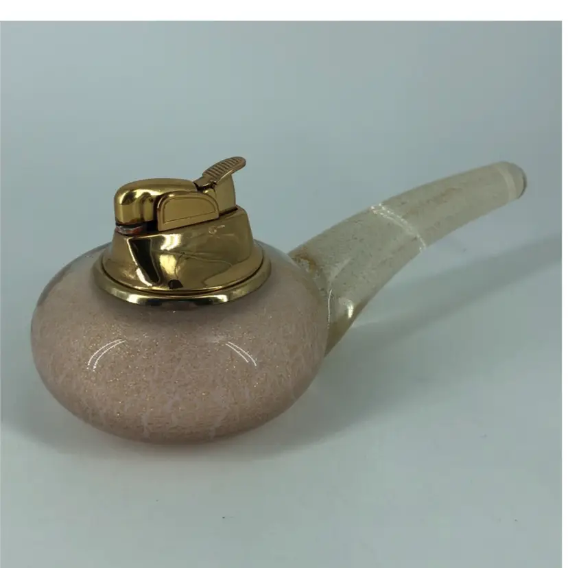 Vintage Murano Glass Hand-Blown Evans Table Lighter Aventurine Gold Flakes