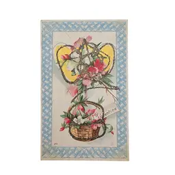 Antique 1912 Valentines Day Glitter Postcard With Basket Of Flowers