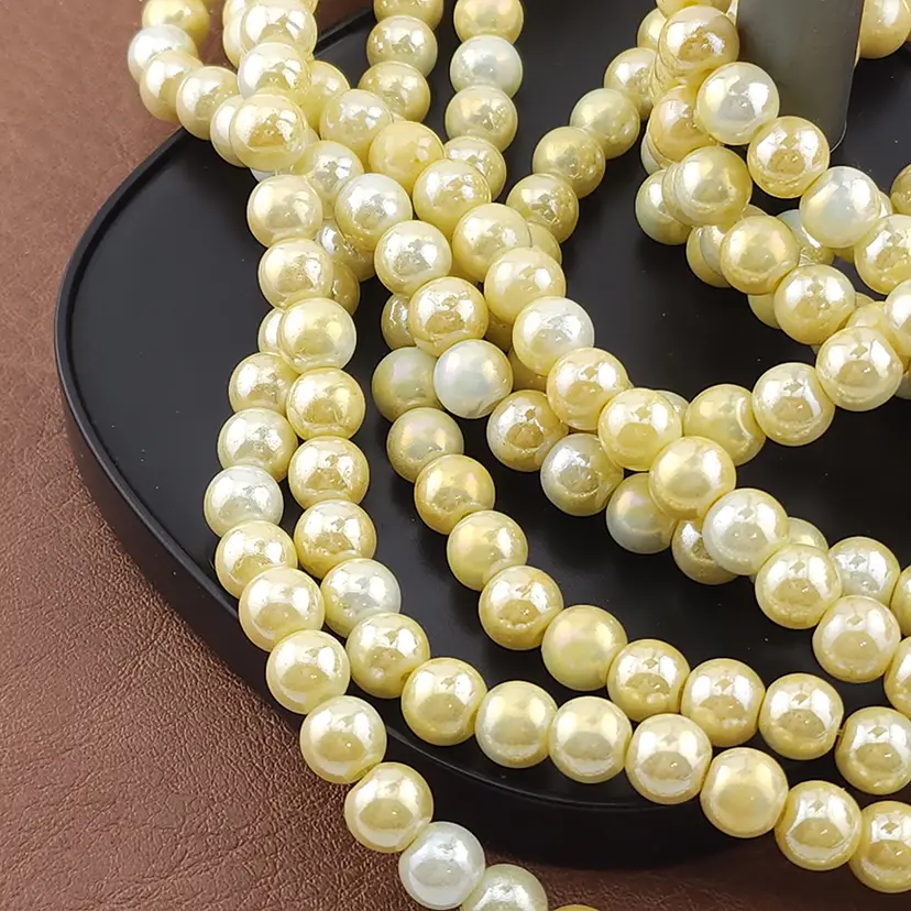49pcs 8MM Glass Beads, shades of yellow #CC127