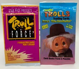 Lot of 2 Vtg Troll Force & Trolls New in Package Cards 1992