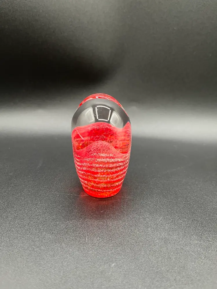Marked Caithness Scotland Art Glass Red Striped “Passion Heart” Paperweight 3” ❤️