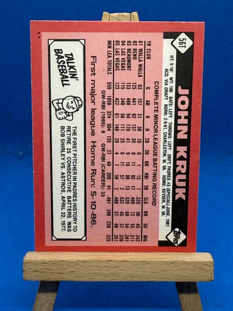1986 Topps Traded John Kruk RC San Diego Padres
