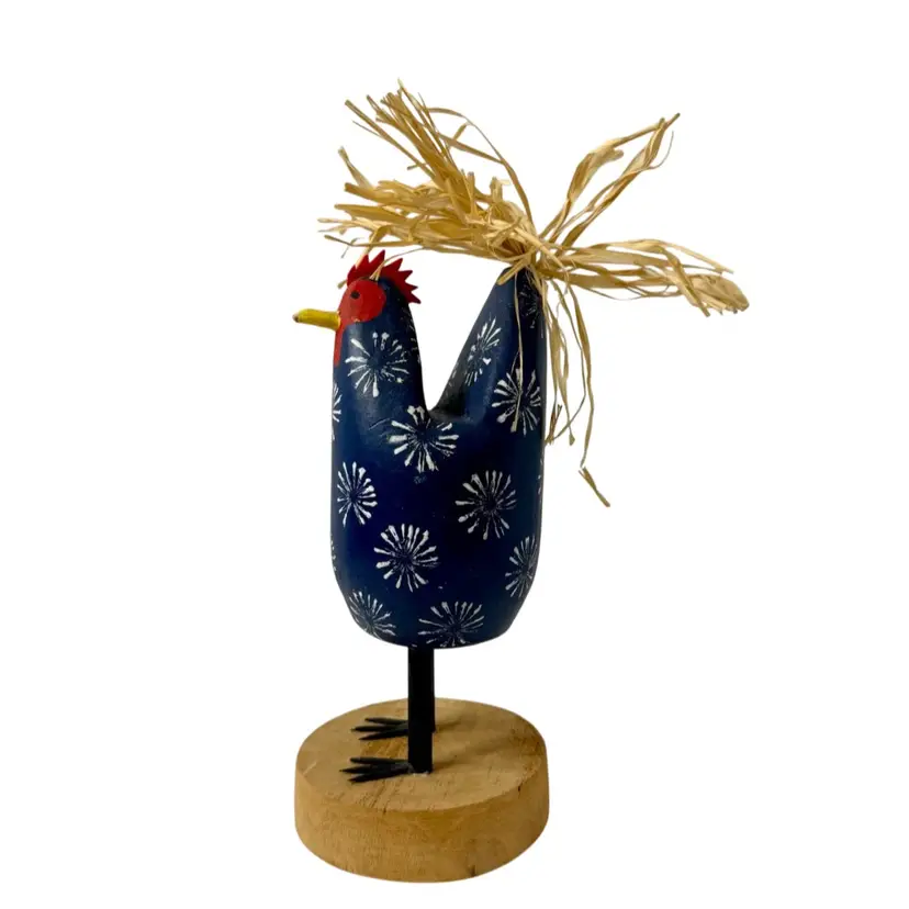 Wood Rooster 7.25β Figurine Hand Carved Navajo Indian FolkArt Farmyard Country Cottage