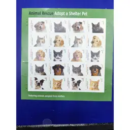 Animal Rescue Adopt a Shelter Pet - Cats and Dogs Sheet of Twenty 44 cents stamps 2010 MNH