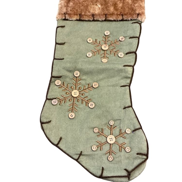 Button Snowflake Christmas Stocking