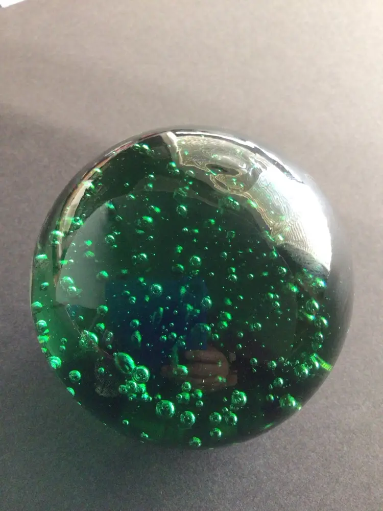 Vintage Green Controlled Bubble Paperweight