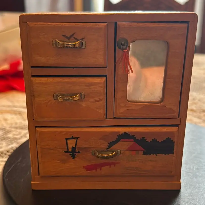Yosegi Japanese Inlaid Wood Mini Dresser / Jewelry Box