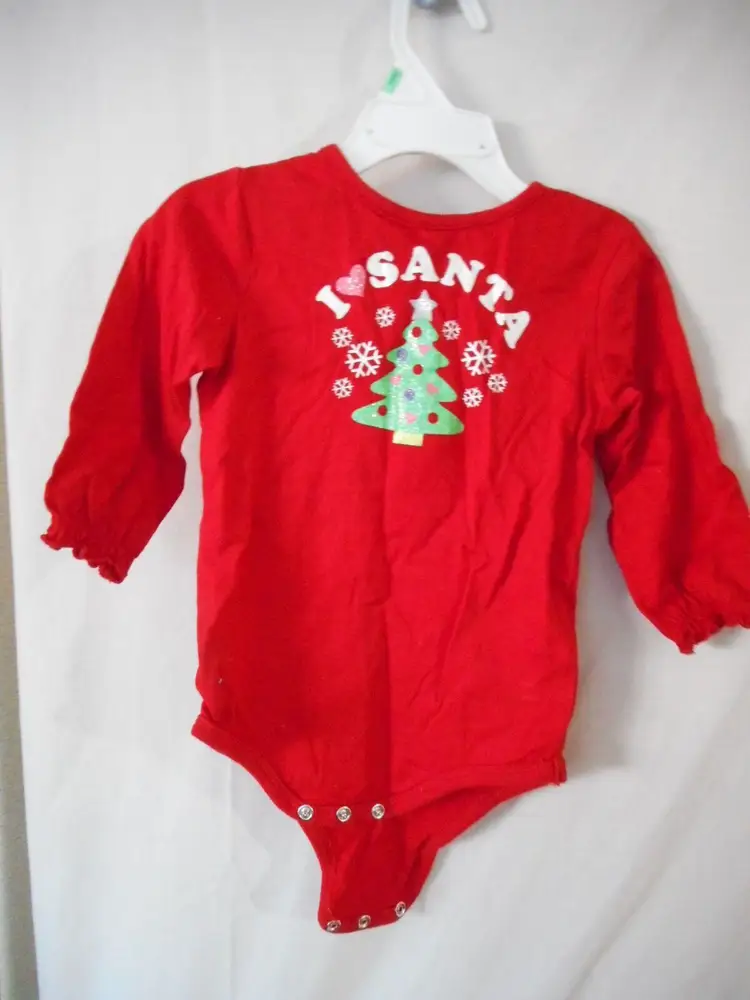 Cute red Santa christmas tree Holiday one piece Unisex Bodysuit