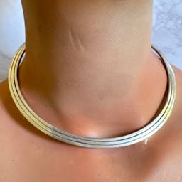 Sterling Silver Tri-Strand Collar Torque Choker Necklace