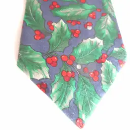 Vintage Holly Tie Necktie Holiday Winter Hallmark Candy Cane